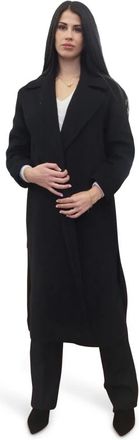 Emme Di Marella Shawl-collar Lange Jas - Dames - Mantel - Zwart - M - Wol - Jassen