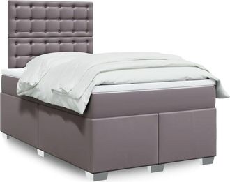 vidaXL Vidaxl - Cama Box Spring Con Colch&oacute;n Cuero Sint&eacute;tico Gris 120x200 Cm