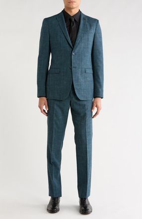 John Varvatos Plaid Wool Blend Suit in Green at Nordstrom Rack, Size 42 Regular