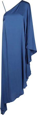 Nouvelle/Silk95Five Blauwe Asymmetrische Zijden Jurk - Dames - Feestkleedjes - Blauw - S - Kleedjes