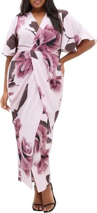 City Chic Braelynn Floral Print Maxi Dress in Romantic Bloom at Nordstrom, Size 22W