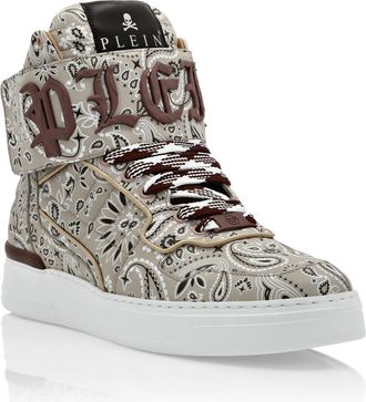 Philipp Plein High-Top Sneakers Paisley Unisex in Beige at Nordstrom, Size 38