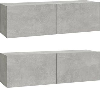 vidaXL Vidaxl - Wall tv Cabinets 2 pcs Concrete Grey 100x30x30 cm Engineered Wood