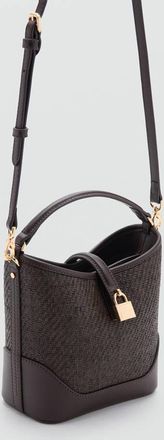 Mango Borsa bucket rafia piccola cioccolato - Donna - Taglia unica - MANGO