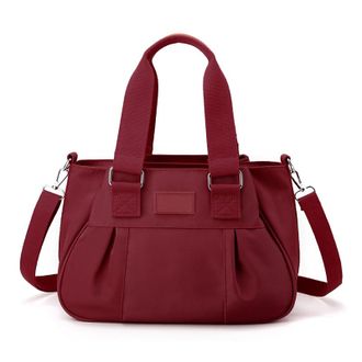 Generic Nylon Tote Bag for Women, Roomy Multiple Pockets Crossbody Bags Casual Ladies Handbag for Daily, Work, College & Travel (wine red)