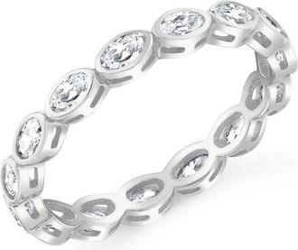 Crislu Oval Cut Cubic Zirconia Eternity Band in Pure Platinum/clear Stone at Nordstrom, Size 9