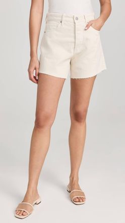 Veronica Beard Ellis Mid Rise Denim Shorts In Ecru