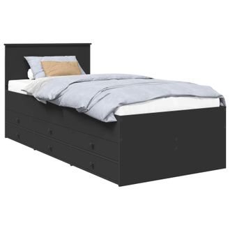 vidaXL Sof&aacute; Cama Con Caj&oacute;n Negro 100 X 200 Cm Madera De Ingenier&iacute;a Vidaxl