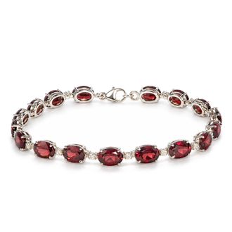 House of Brilliance Sterling Silver Oval Gemstone and Natural Diamond Accent Tennis Bracelet