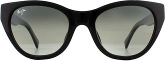 Maui Jim Cat Eye Dames Zwart met Transparant Grijs Neutraal Grijs Gepolariseerde Zonnebril