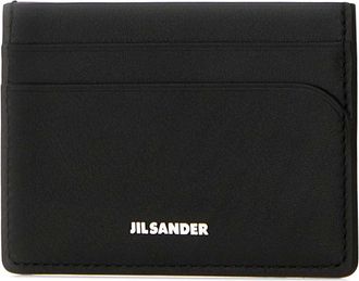 Jil Sander Mens Curve Credit Card Case Black Calf Wallet