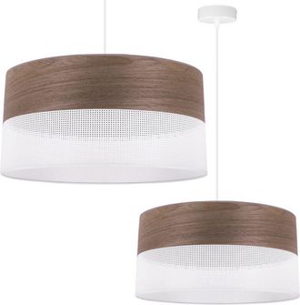 OEM L&aacute;mpara Colgante Individual, Pantalla De Chapa De Nogal, 44 Cm