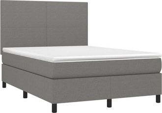 vidaXL Cama Box Spring Con Colch&oacute;n Tela Gris Oscuro 140x200 Cm Vidaxl