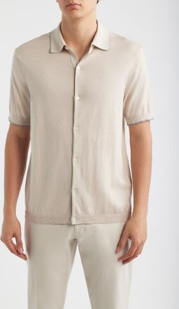 Jack Victor Harrison Knit Button-Up Shirt in Sand at Nordstrom, Size Xx-Large