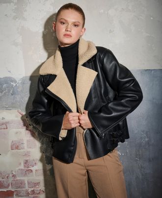 Hailys Lederimitatjacke HAILYS LS PU JK Ra44monda, Damen, Gr. XS, schwarz, Web, Obermaterial: 100% Polyurethan, unifarben, mit Reissverschluss, Jacken Lederi