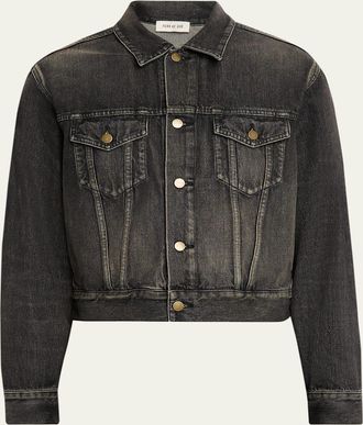 Fear of God Mens Washed Black Denim Trucker Jacket