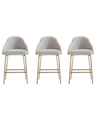 Manhattan Comfort Set Of 3 Gracie Modern Leatherette Counter Stools With Steel Legs
