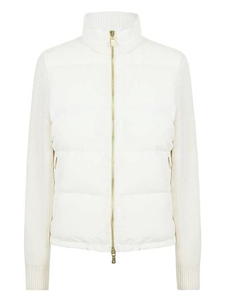 Eleventy quilted knitted-sleeve jacket - White