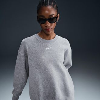 Nike Womens Nike Sportswear Phoenix Fleece Oversized Crew-Neck Sweatshirt in Grey | FZ4270-063