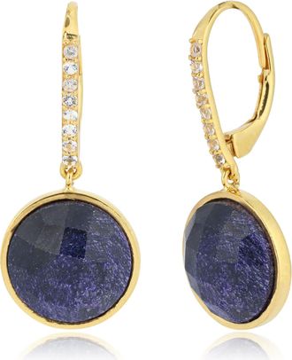 MAX + STONE 18k Gold over 925 Sterling Silver 12 Carats Round Gemstone Dangle Earrings