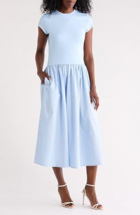 Nordstrom Rack Mixed Media Dress in Blue Floaty at Nordstrom Rack, Size Xx-Large