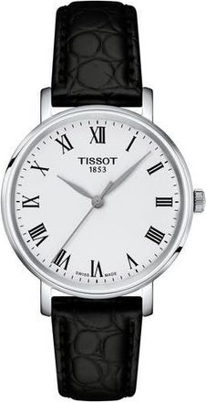Tissot Everytime Desire Leather Strap Watch, 34mm in White/Silver at Nordstrom Rack