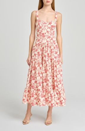 Wayf Melinda Floral Print Sleeveless Maxi Dress in Red Toile at Nordstrom, Size X-Small
