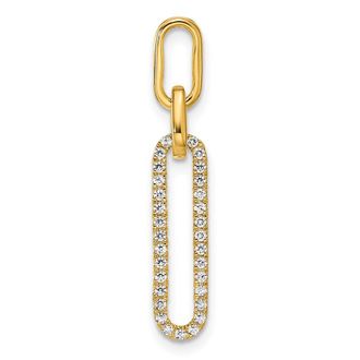 Diamond2Deal 14k Yellow Gold Polished 1/6 carat Diamond Paperclip Link Pendant