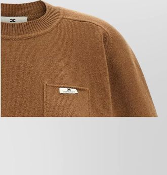 Elisabetta Franchi cashmere wool ribbed cropped short-sleeve jumper