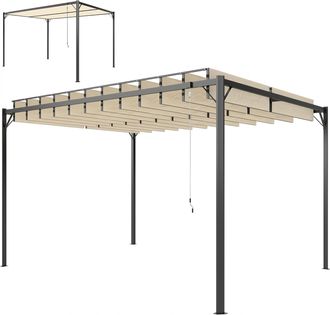 OEM P&eacute;rgola De Jard&iacute;n 3x4 M Con Protecci&oacute;n Upf 50+ Gazebo Con Techo Ajustable Estructura De Metal Para Exterior Crema