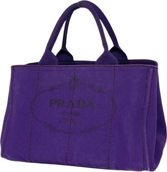 Prada Purple Canvas Handbag Tote Bag (Pre-Owned)