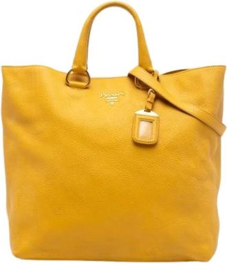 Prada Pre-owned Tote Bags, female, Yellow, Size: ONE SIZE Pre-owned Vintage Satchel