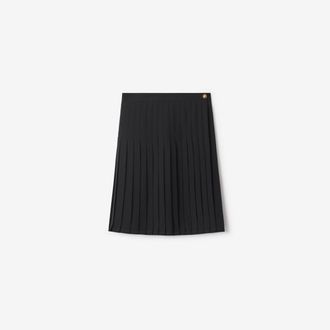 Burberry Pleated Wool Blend Midi Skirt