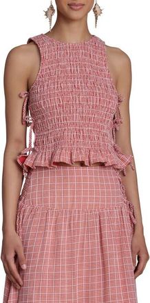Avec Les Filles Smocked Sleeveless Top in Cream-Red Multi at Nordstrom, Size X-Large