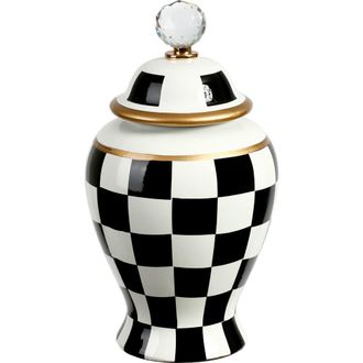 Mark Roberts Checkered Urn with Lid, Small in Black at Nordstrom