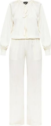 Tom Ford Gesmockte jumpsuit met lange mouwen - Wit