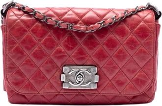Chanel Pre-owned Vintage Quilted Flap Shoulder Bag - Dames - Vintage Schoudertas - Rood - ONE Size - Leer - Vintage