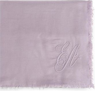 Emporio Armani Stola van modal en kasjmier met borduursel en franjes - Dames - Accessoires - Paars - Maat: ONE Size Kasjmier