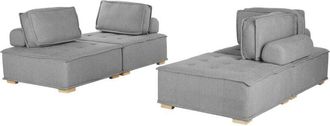Beliani Modular Living Room Set 4 Seater TIBRO Fabric Grey