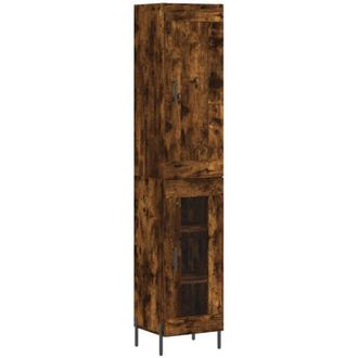 vidaXL Aparador De Madera Contrachapada Roble Ahumado 34,5x34x180 Cm Vidaxl