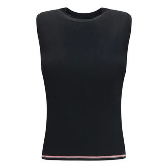 Thom Browne Top Girocollo in Lana Merino con Striscia RWB - - Tops - Donna - Nero - S