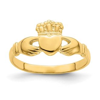 Diamond2Deal 14k Yellow Gold Polished Claddagh Ring