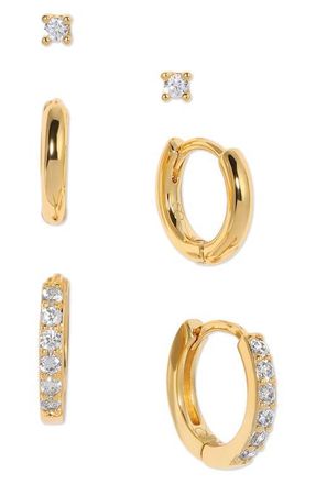 Girls Crew Essentials Set of 3 Earrings in Gold at Nordstrom