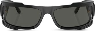 Versace logo-plaque rectangle-frame sunglasses - unisex - Acetate - 67 - Black