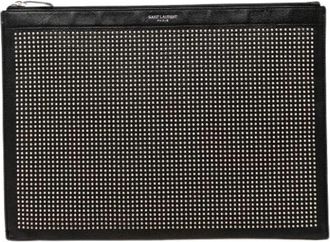 Saint Laurent Pre-owned Studded Clutch - Dames - Vintage Clutch - Zwart - ONE Size - Leer - Vintage