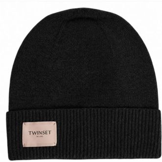 Twinset Geribbelde muts - Dames - Accessoires - Zwart - Maat: ONE Size Zijde