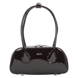 Estro & Luminara Shoulder Bags, female, Brown, Size: ONE SIZE Patent Leather Shoulder Bag