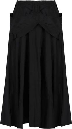Maison Margiela Zwarte Taffet&agrave; Midi Rok met Strik - Dames - Midirokken - Zwart - S - Polyester - Rokken