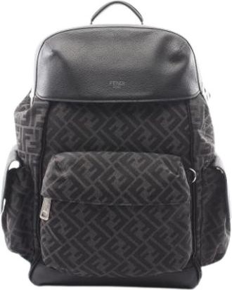 Fendi Pre-owned Vintage Canvas Backpack - unisex - Vintage Rugzakken - Zwart - ONE Size - Leer - Vintage
