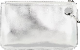 J.W.Anderson Rectangular Metallic Silver Clutch with Eyelet Detail